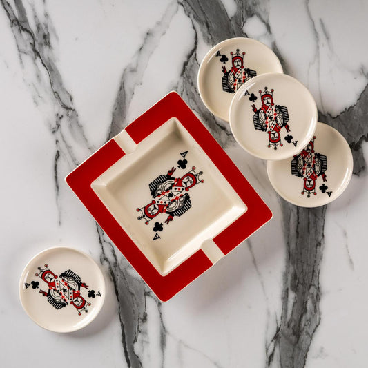 Ashtray with 3 matching coasters